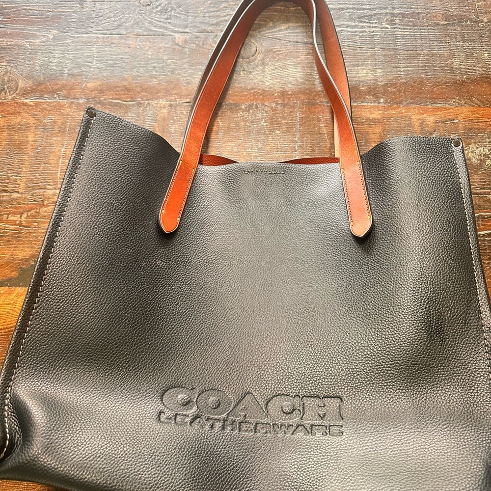 Coach Black Leather Tote Bag